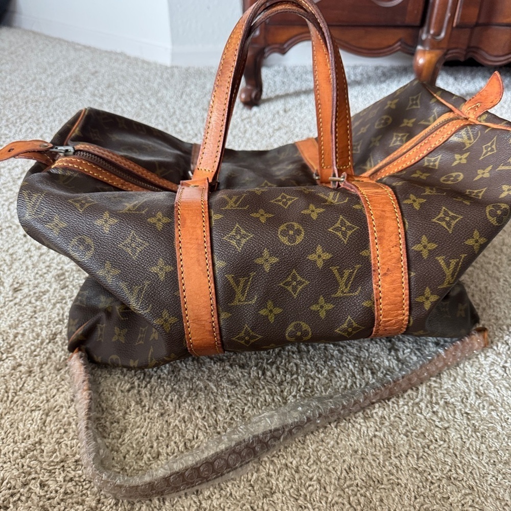Louis Vuitton Sac Souple Travel Duffle 45 Brown Canvas, Leather Monogram GUC